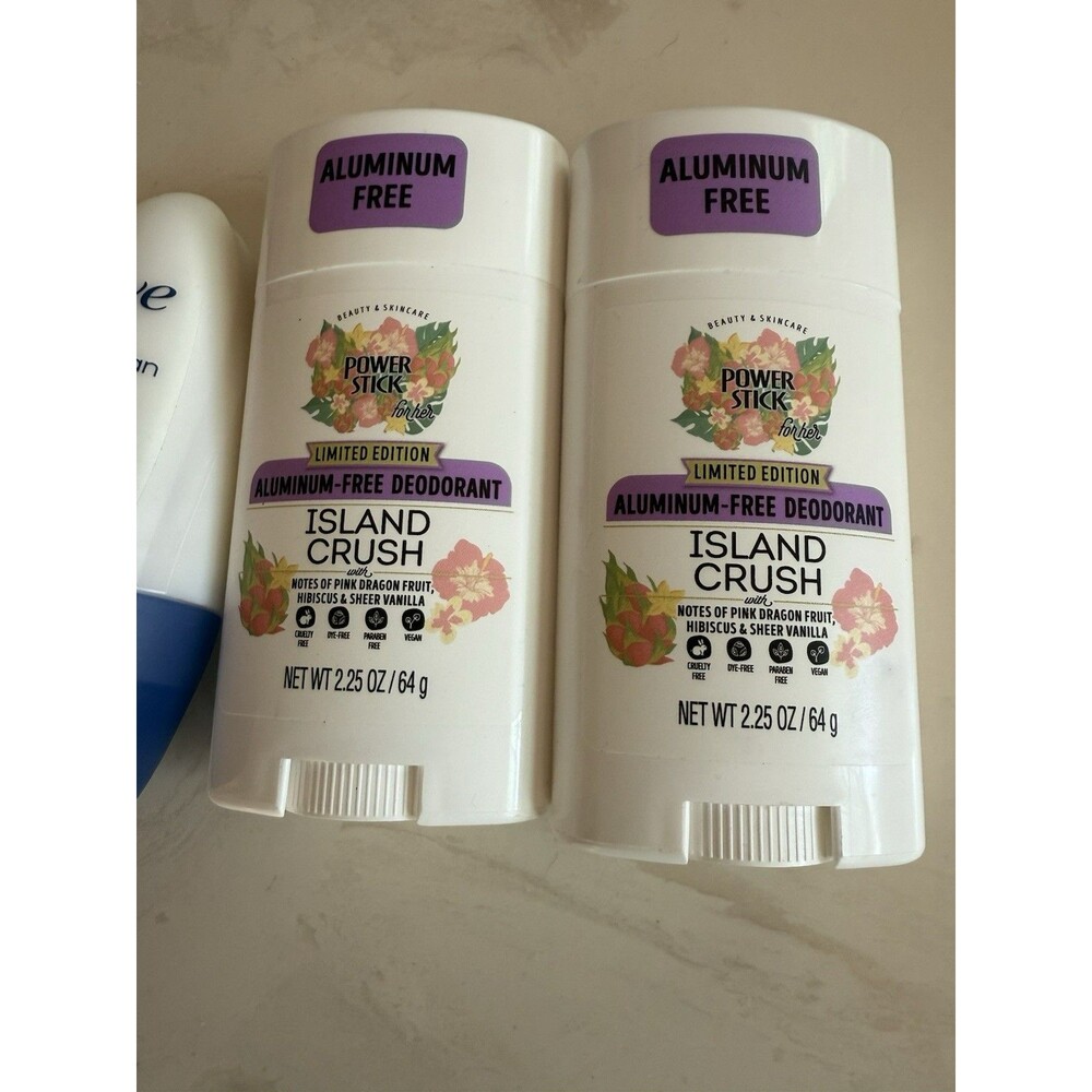 Bundle x4 Deodorants 2 Dove & 2 Power Stick Aluminum Free Island Crush - Picture 2 of 3